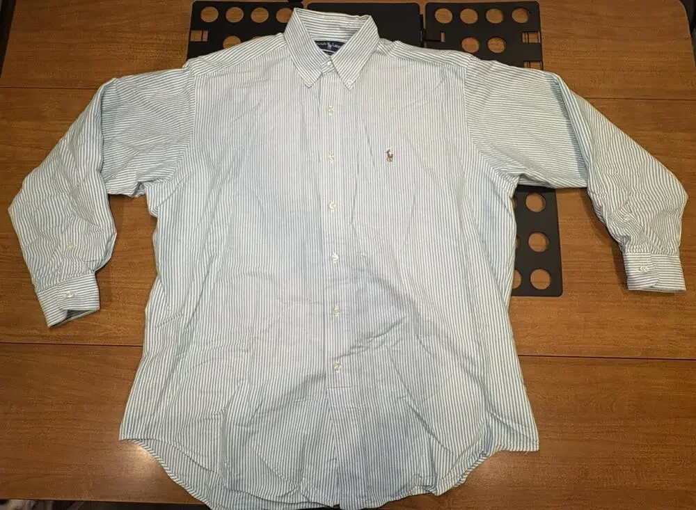 Ralph Lauren Dress Shirt , Mint and white strips Men's Meduim